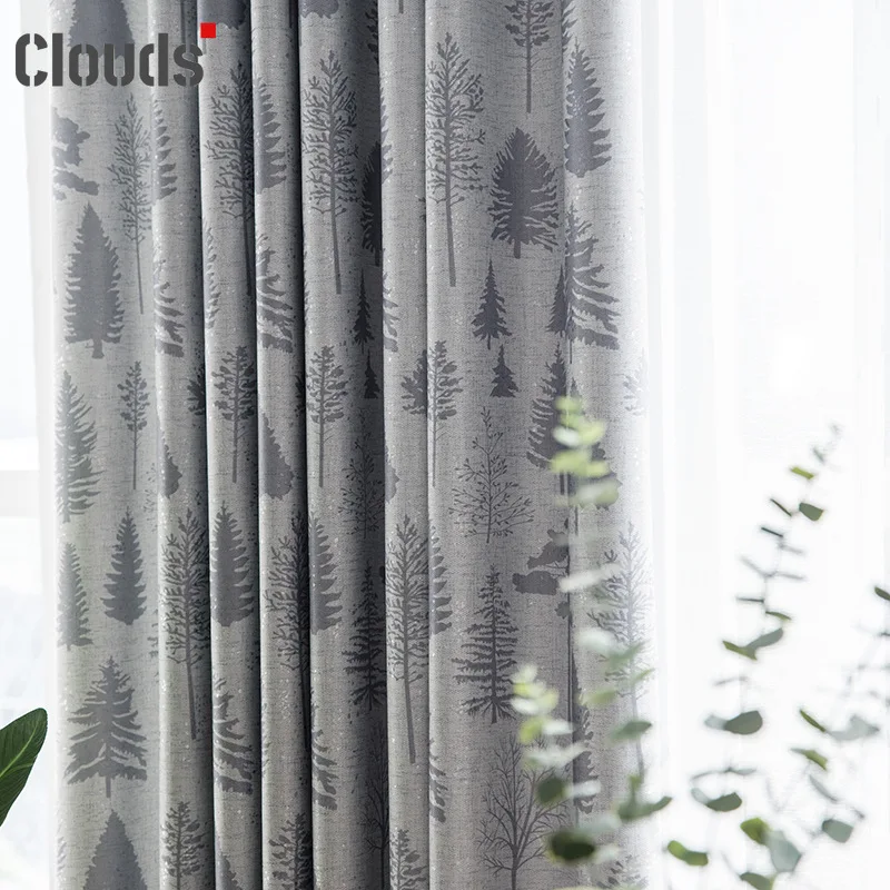 

Modern Minimalist Ideas Jacquard Printed Blackout Curtains for Living Room Bedroom Balcony Study Blackout Curtains Custom