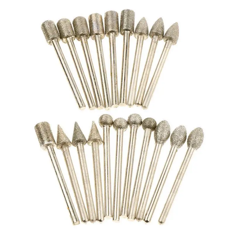 

20pcs Dremel Accessories Diamond Grinding Heads Mini Bit Set 3mm Shank Tools Dremel Rotary Drill Tool Burrs Grinding Accessories