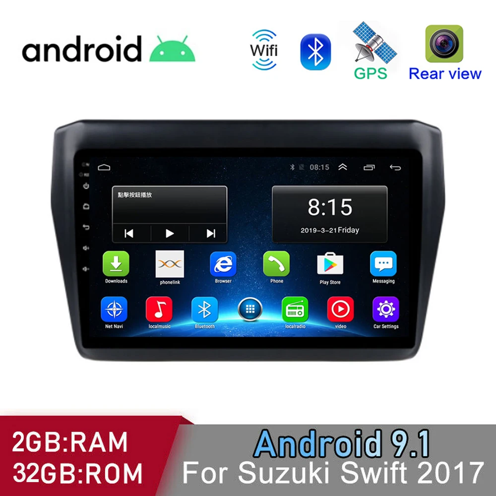 Автомобильный мультимедийный плеер проигрыватель на Android 9 1 с "экраном GPS Wi-Fi SWC