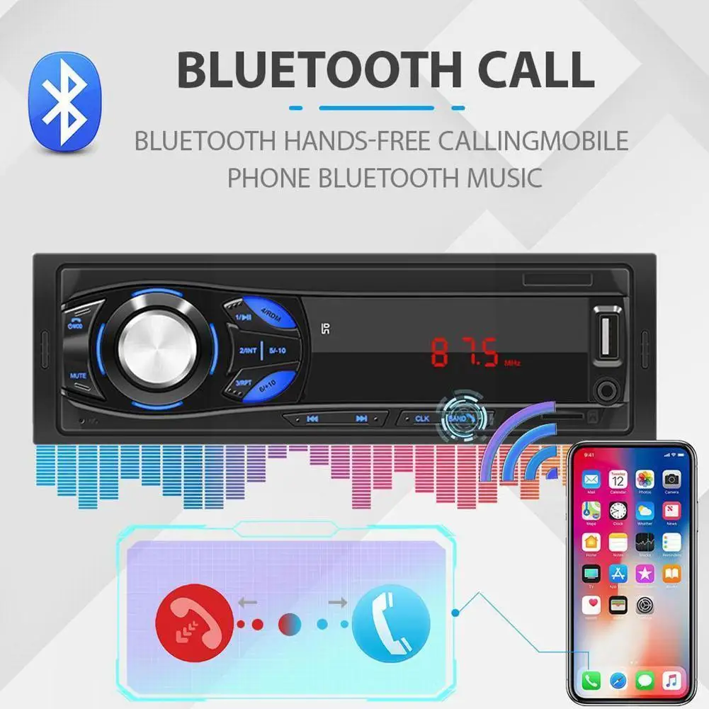 

Car Radio Stereo Player Digital Bluetooth Car MP3 Player FM Audio Radio USB/SD Dash with In Stereo Input AUX Music 60Wx4 B8K0