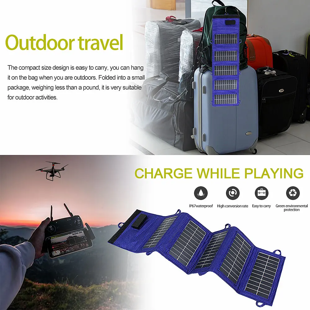 Folding 5W Solar Cells Charger 5V 1A USB Output Devices Portable Panels for Smartphones | Электроника