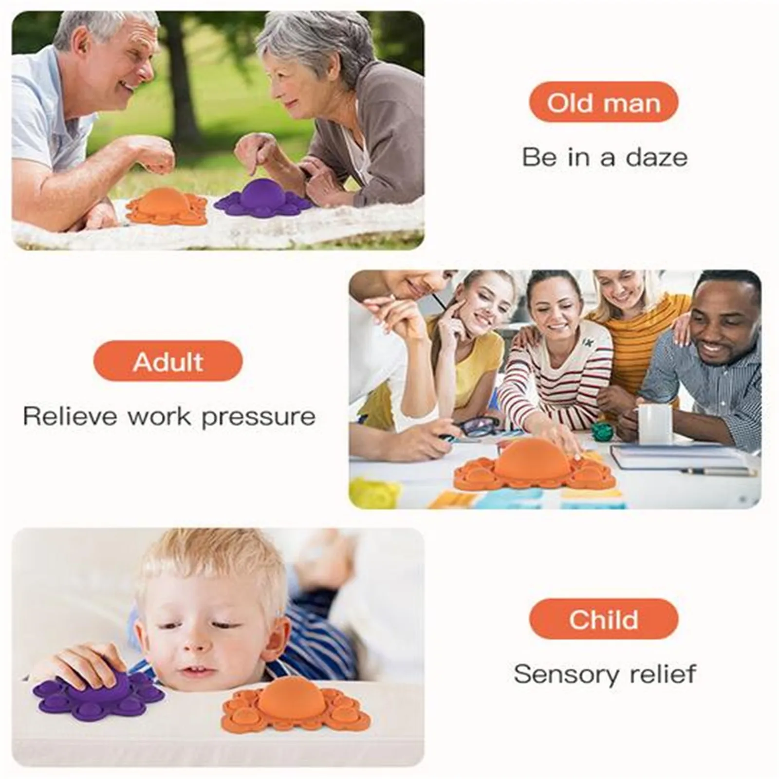 Juguete de burbujas de silicona para aliviar el estr&eacute;s, juguete sensorial para aliviar el autismo, cangrejo de descompresi&oacute;n-2