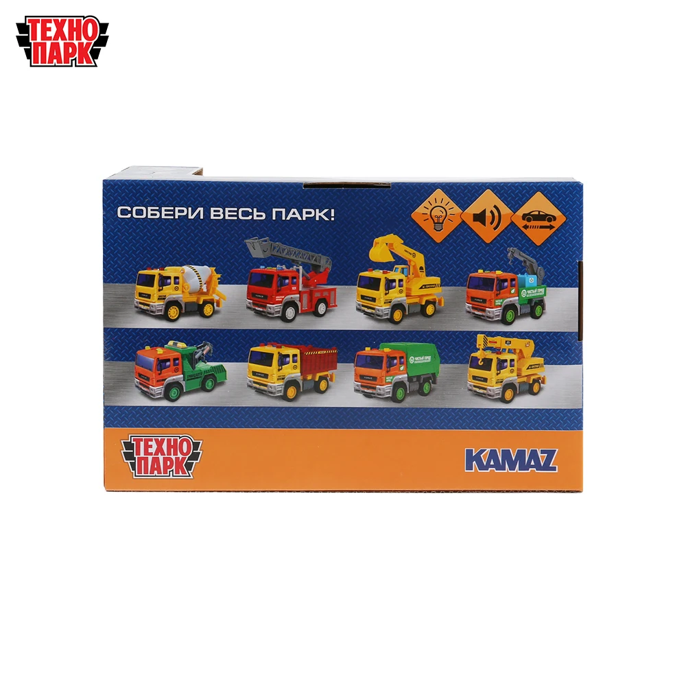 Машина ТЕХНОПАРК КАМАЗ эвакуатор 17см пластиковый со светом и звуком инерционный