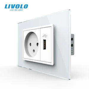 Настенная розетка Livolo, 16 А, с зарядным устройством USB 2,1 а, панель из хрустального стекла