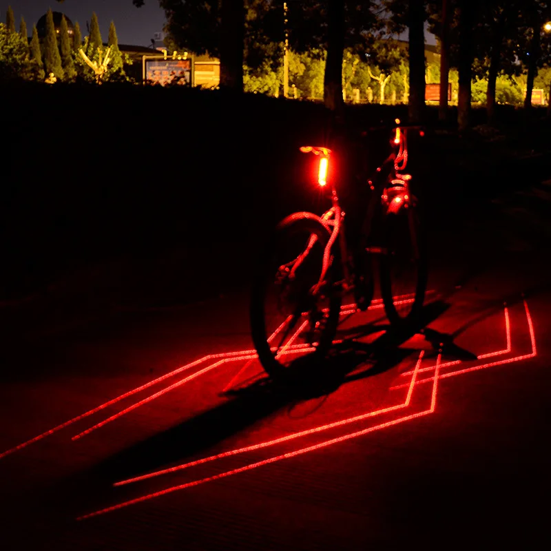 NEW MTB Bicycle Cycling Lights Taillights LED Laser Safety Warning Waterproof Cool USB rechargeable bike light | Спорт и развлечения