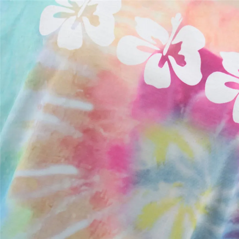 Женская футболка с цветочным принтом Tie Dye футболки в стиле Харадзюку женская