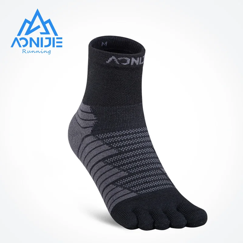 AONIJIE Warm Thickened Terry Toe Barefoo Socks Mini Crew Five Fingers Ultra Cycling Running Soccer Basketball Sports Yoga Men Wo