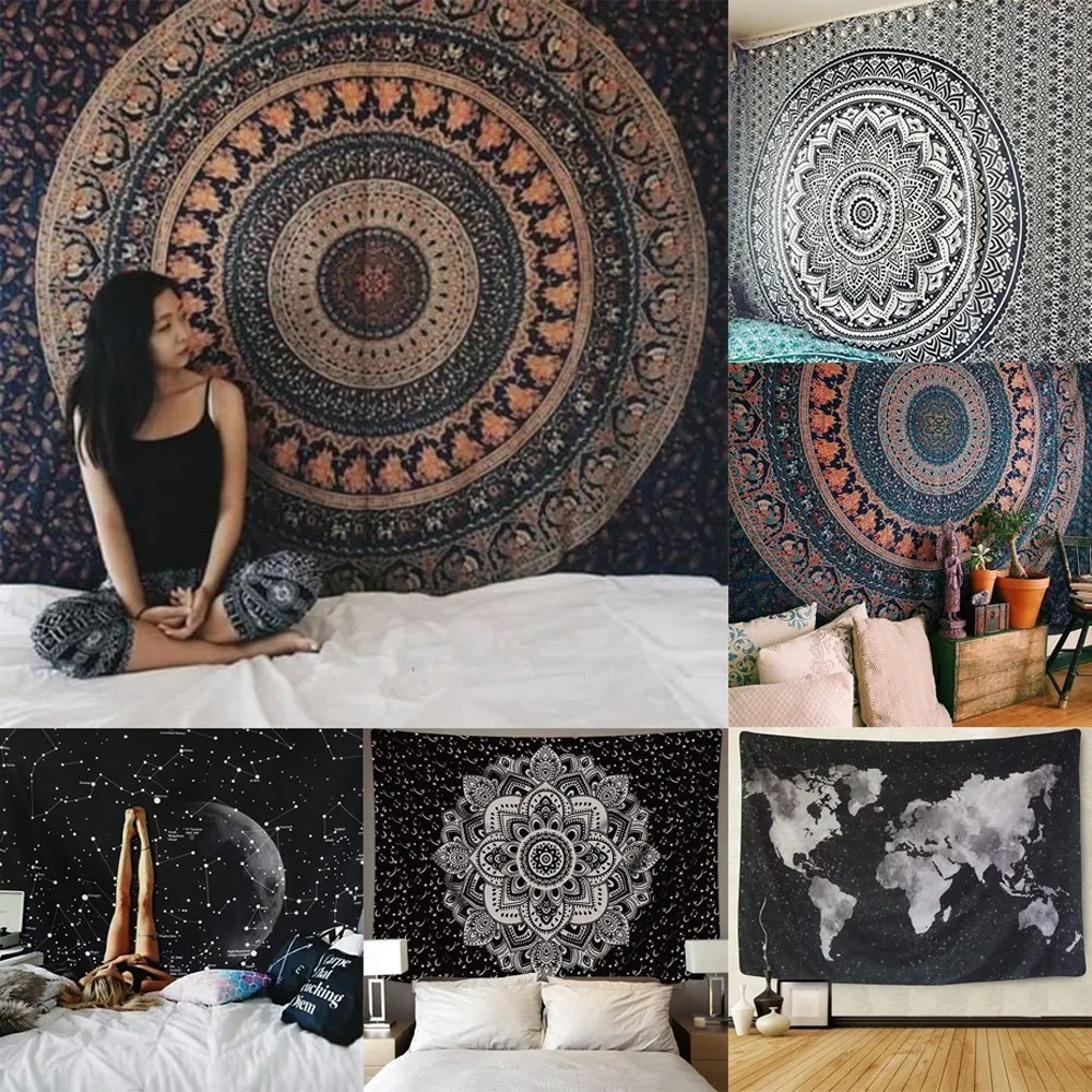 Аниме мандалы с принтом Бохо домашний декор гобелен настенный подвесной