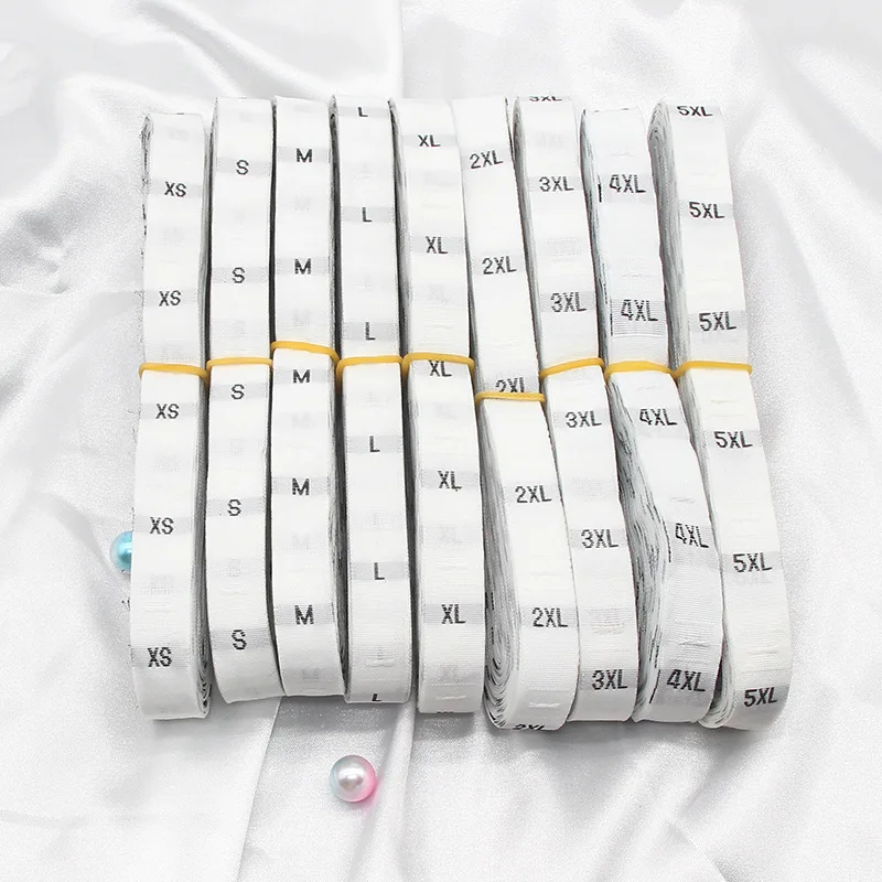 100 шт. бирки размера для одежды рубашки белая/черная Дамасская полиэфирная ткань