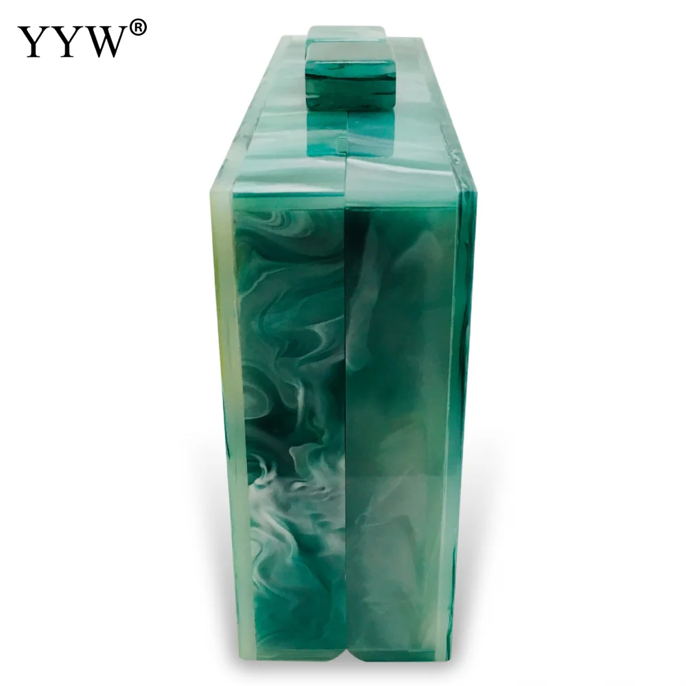 Мраморный зеленый акриловый клатч кошелек с твердой поверхностью новинка 2019