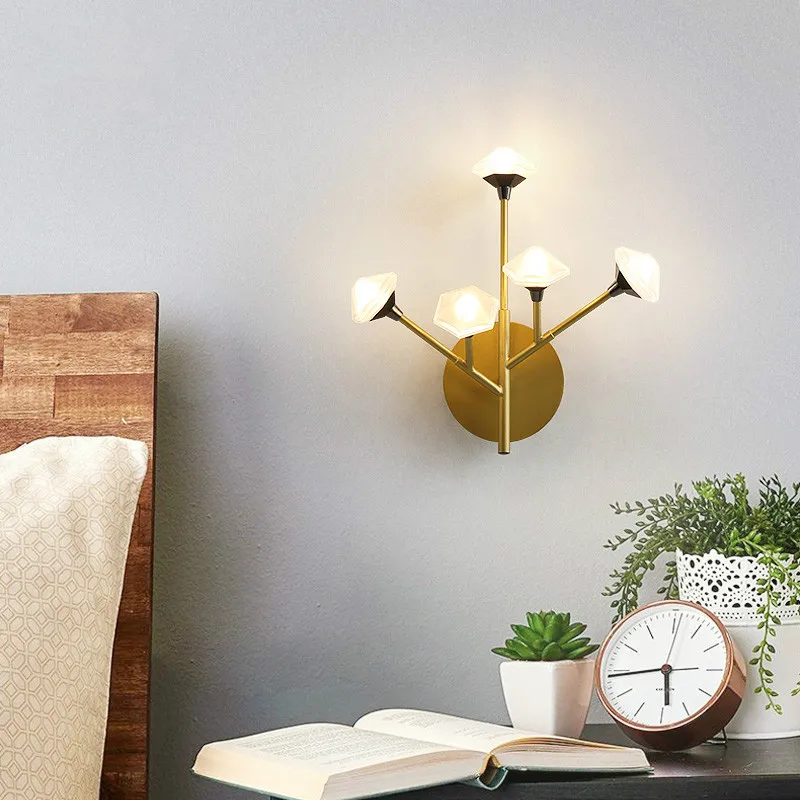 Nordic Wall Lamp Fixture Simple Bedroom Bedside Staircase Hallway Creative Wall Sconce Luxury Background Bathroom Led Wall Light