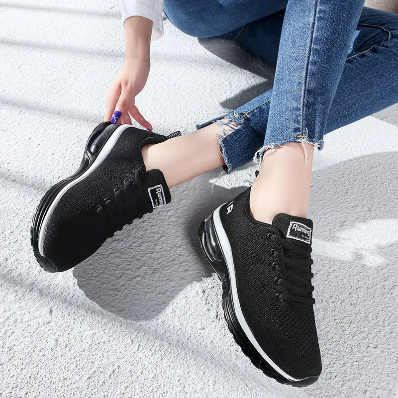 Fashion Women Running Shoes Breathable Air Cushion Sneakers Woman Height Increasing Platform Sports Trainers