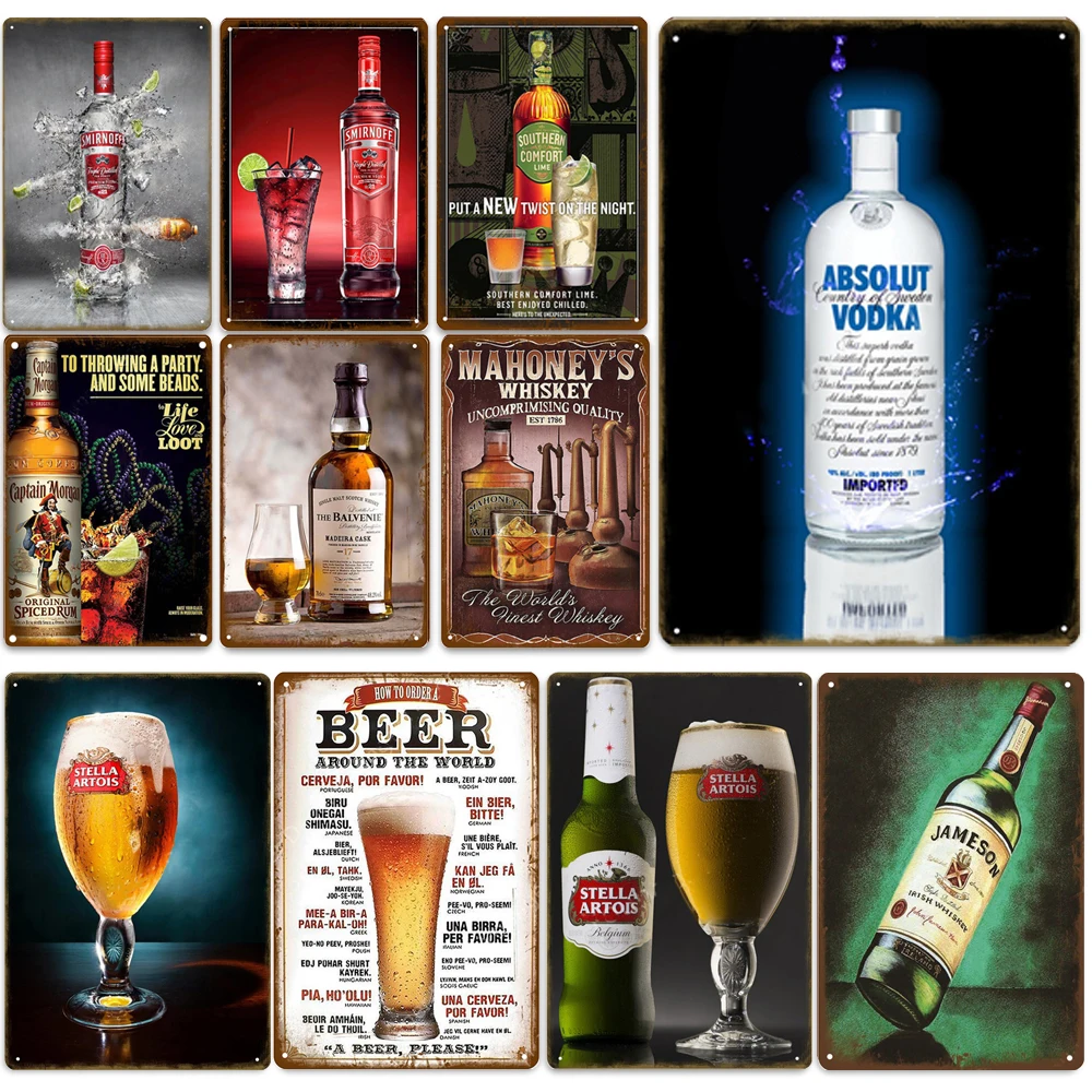 

Шикарный винный знак, железная живопись, винтажный металлический жестяной знак, постеры для виски, табличка для бара, паба, мужская пещера, Н...