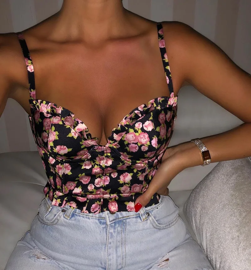 Boho Basic короткий женский топ Camisole лето 2020 Богемия сексуальный низкий вырез с