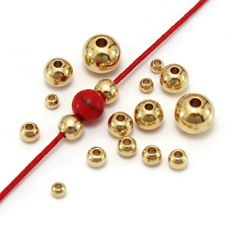 100 шт 2 5-3-3.5-4-5-6-7-8-10-12-14 мм Металлические латунные бусины Гладкие Круглые Бусины DIY