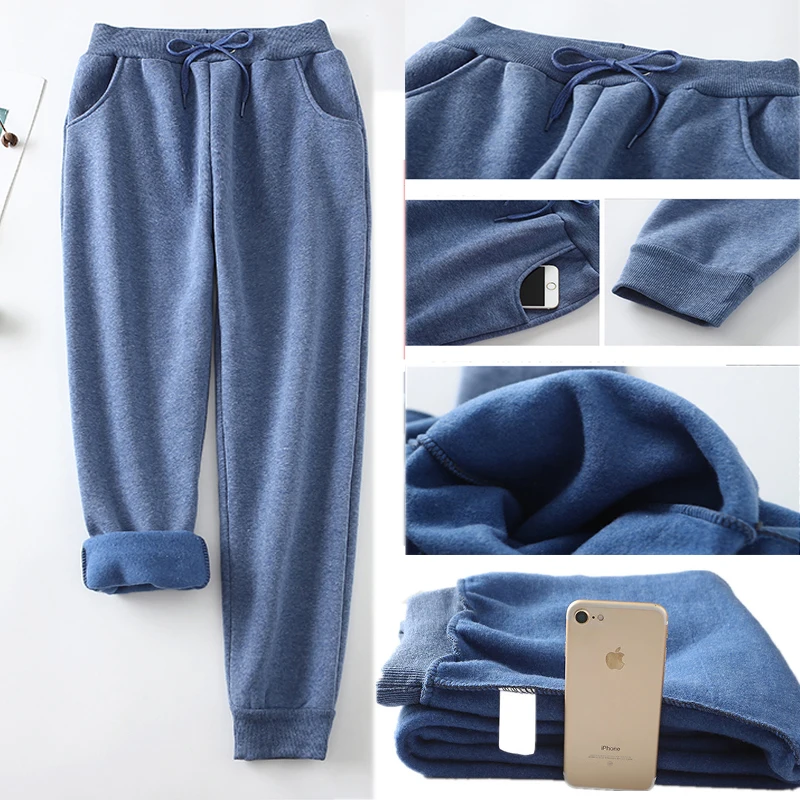 

Pants Women Winter Tide Large Size Warm Plus Velvet Solid Leisure Sports Womens Harem Pant Korean Style Drawstring Females Chic