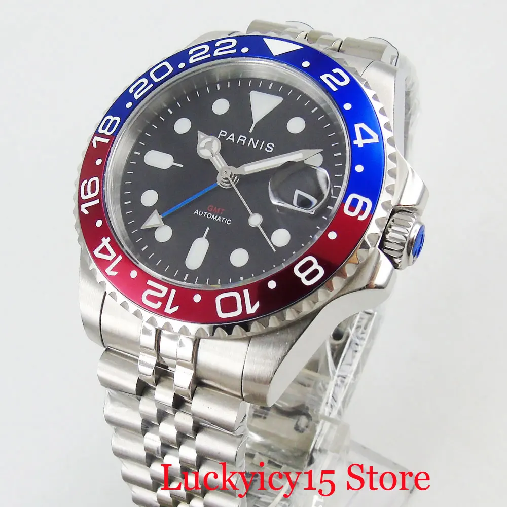 PARNIS новый дизайн сапфировое стекло функция даты вращающаяся рамка 40 мм