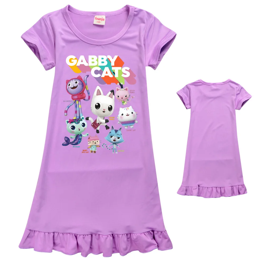 Gabby кошки Платье комбинация для девочек летняя одежда ночная рубашка с
