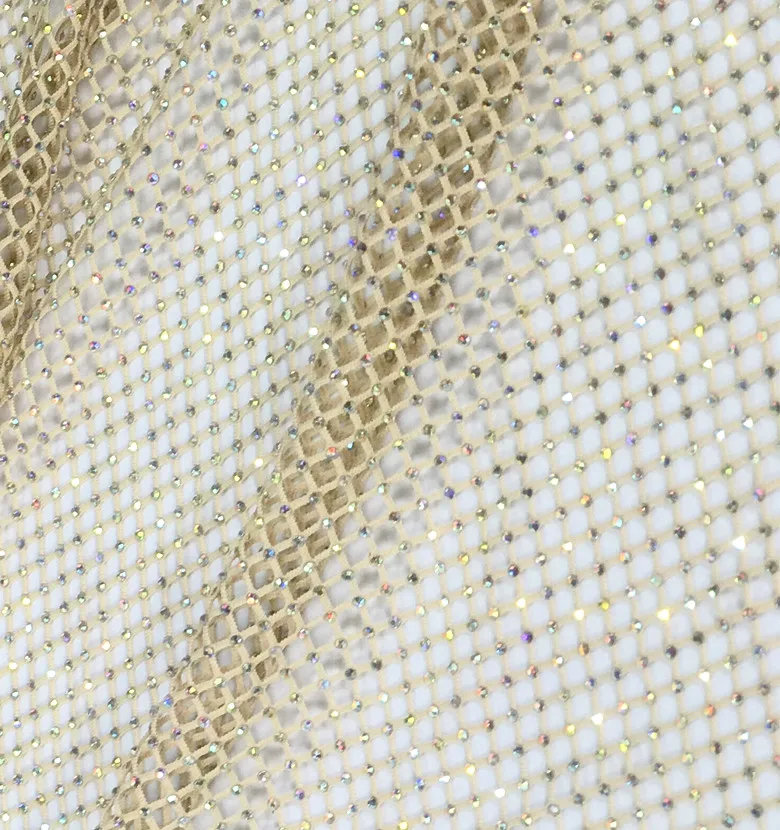 

Luxury Expensive Rhinestones Fabric Hollow Out Lace Material Elastic(A Little) Lady Clothing Patchwork Decoration Sewing