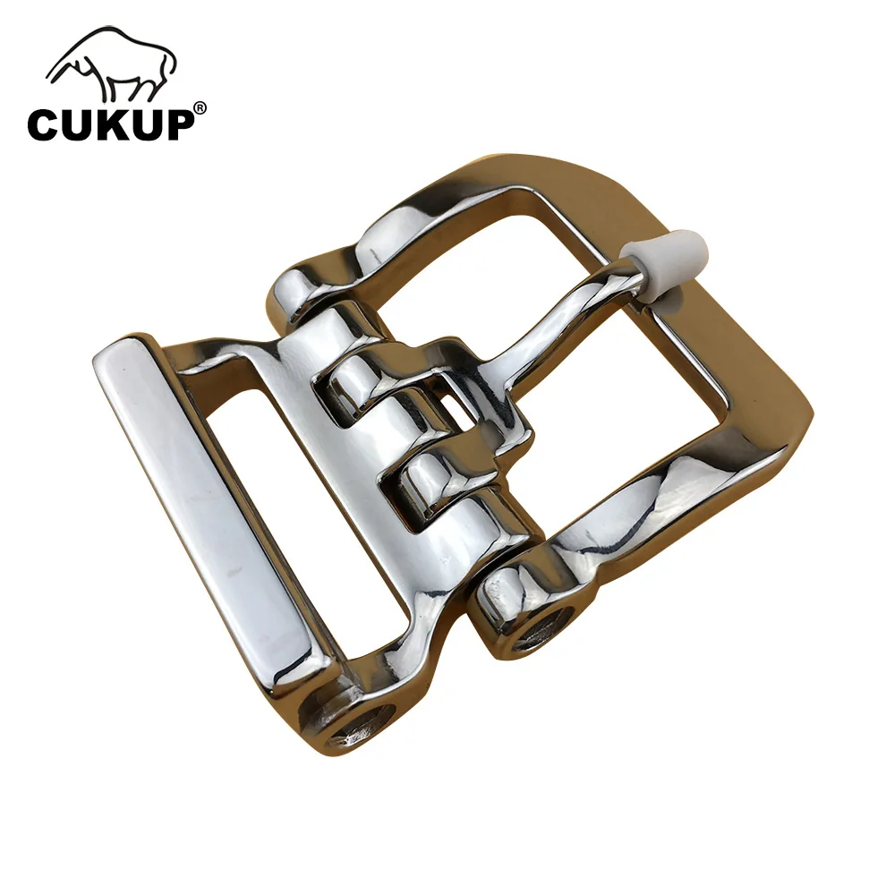 

CUKUP Sliver Belt Buckles Pin Model New Design Brand Belts Heavy Stainless Steel Buckle Metal for Men New Designer BCKCK116