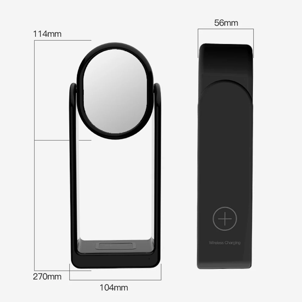 

3 In 1 Wireless Charger Multifunctional LED Smart Touch Desk Lamp Makeup Mirror 360 Rotation 3 Level Brightness Fast Charging
