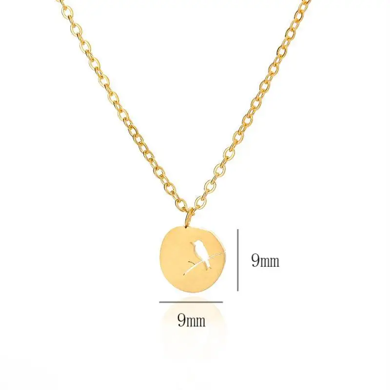 

Dainty Bird On Tree Leaf Necklaces Stainless Steel Tiny Irregular Disc Pendants For Women Simple Fashion Jewelry Gift Bijoux BFF