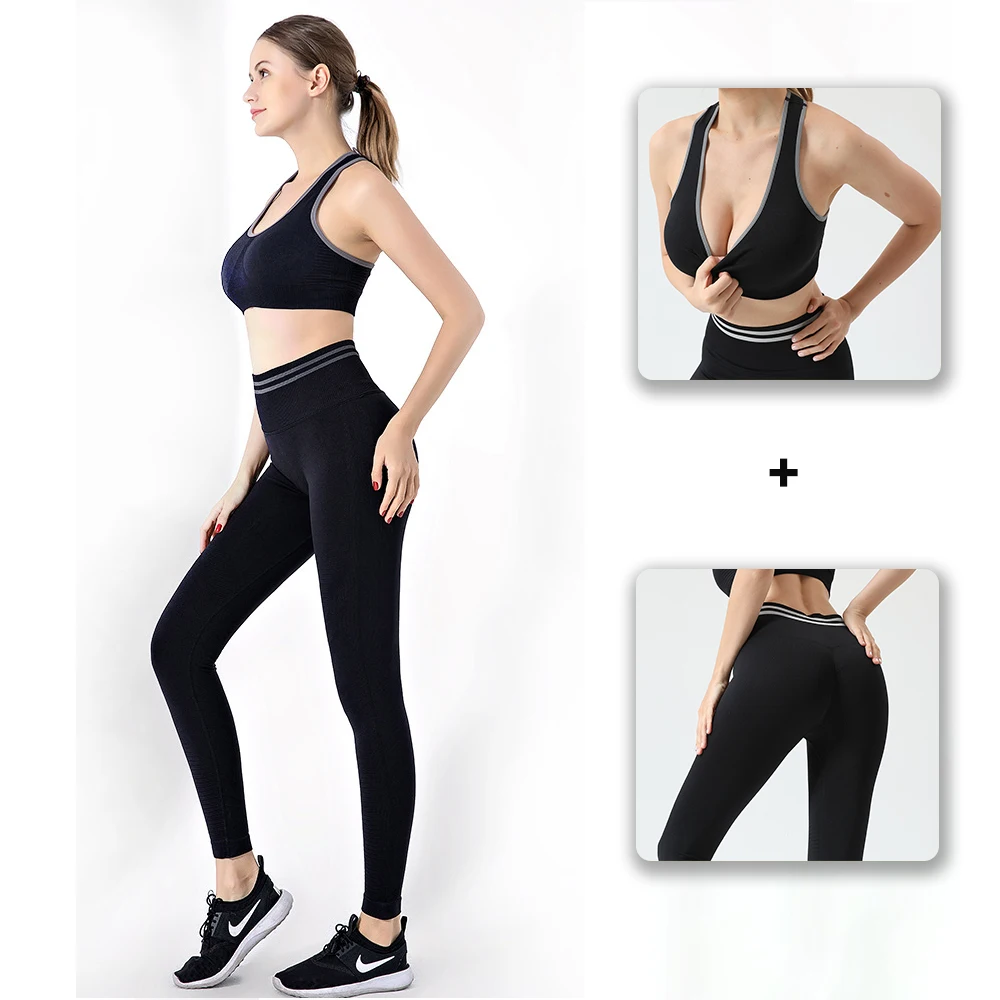 

Simpold 2 Pieces Sport Sets High Impact Bra And Push Up Leggings Breathable Yoga Top Fitness Tights Work Out Clohtes K017+WX17