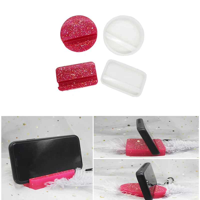

DIY Crafts Decoration Making Tools Crystal Epoxy Resin Mold Phone Holder Cellphone Bracket Casting Silicone Mould