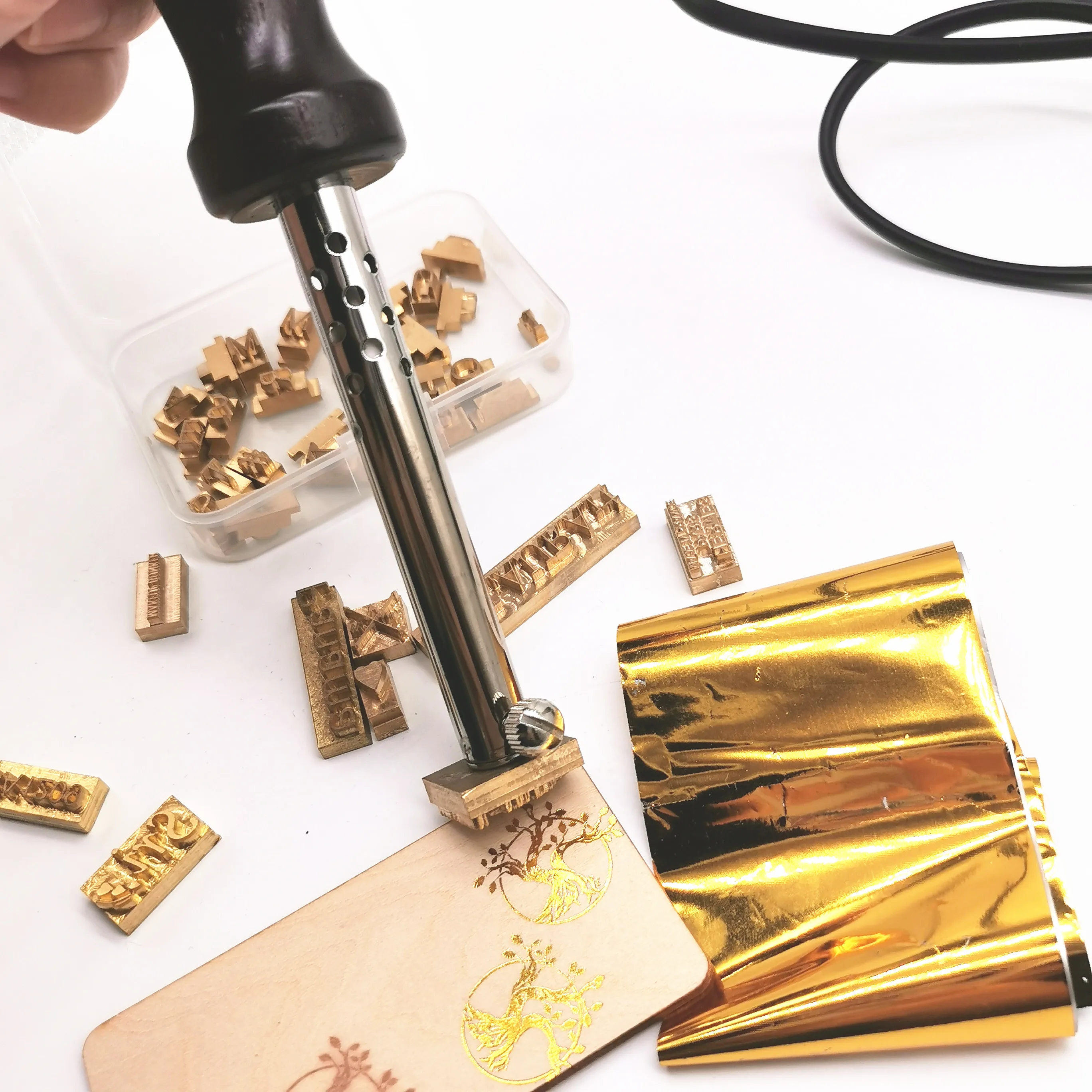 Lether stamping heater Thermosta electric iron soldering branding tool hot foil for custom logo stamp emboss 60w 220v/110v | Дом и сад