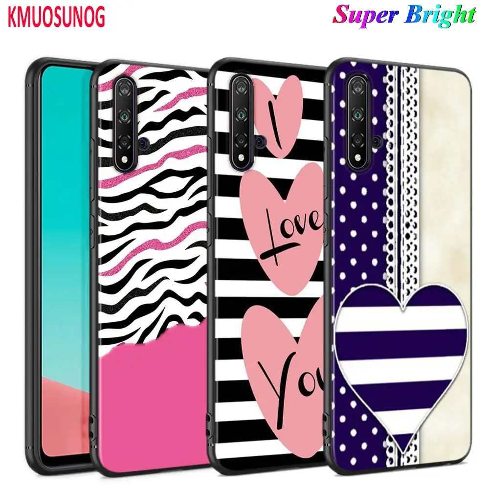 

Black Cover White Stripe Color for Huawei Nova 5 3i P Smart Z Plus 2019 P30 P20 Pro P10 P9 P8 Lite Plus Phone Case