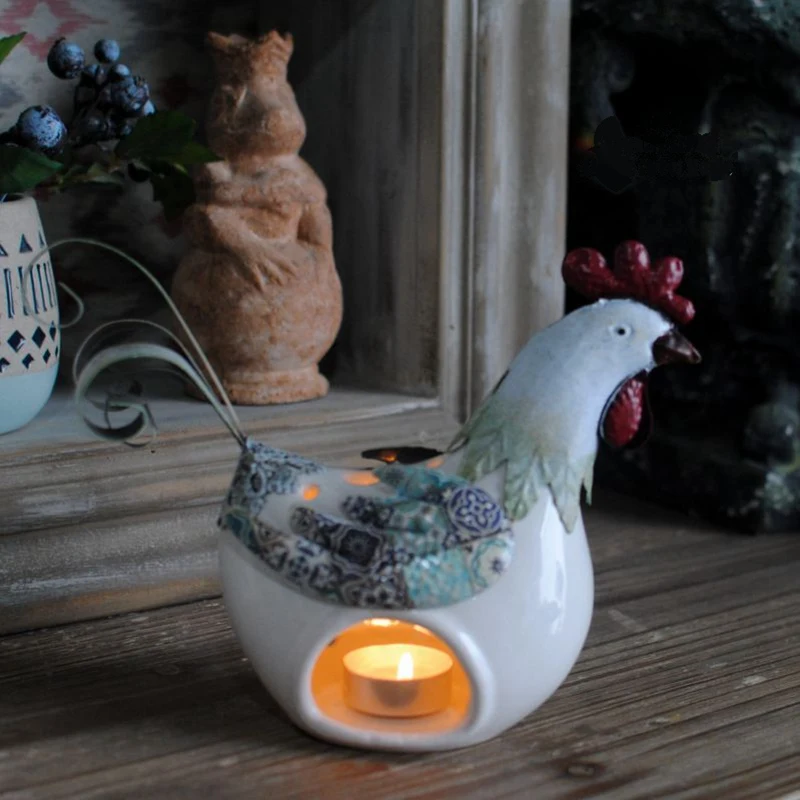 Испанский Стиль Европейский кантри петух керамический Железный Подсвечник