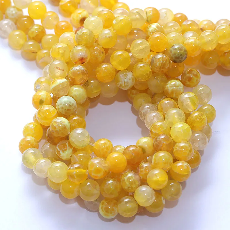 

Natural Stone Yellow Fire Agates Onyx Round Loose Beads For Jewelry Making 15''Strand 6/8/10mm Pick Size DIY Bracelets Necklaces