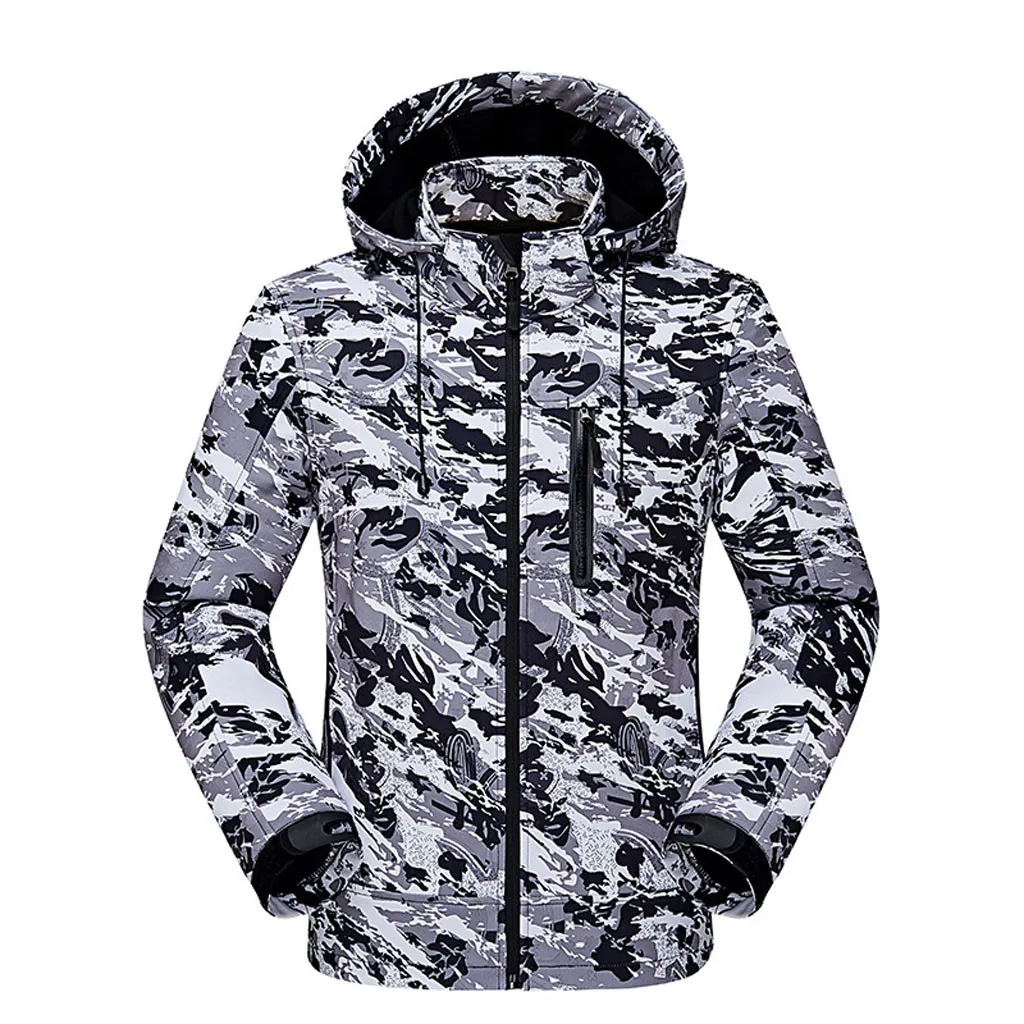 Winter Camouflage Jackets Couple Casual Autumn Long Sleeve Hooded Zipper Fleece Outdoor And Coats Sportswear | Мужская одежда