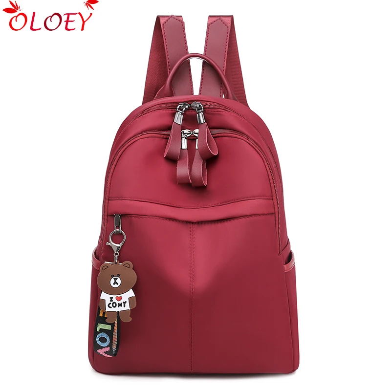 Женский нейлоновый рюкзак вместительный с подвеской в виде медведя для девочек