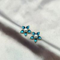 korean fashion natural pearl earrings blue ear piercing jewelry for women unusual designer earrings accessories 2022 new arrival