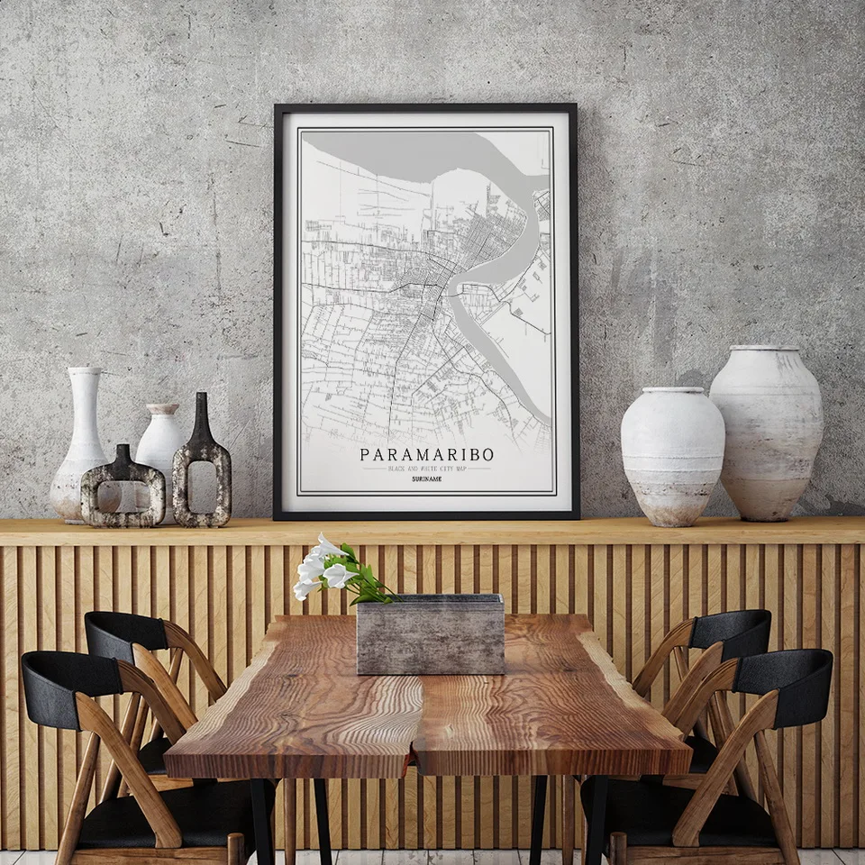 Суринамская креативная Карта города Парамарибо Абстрактная Картина на холсте