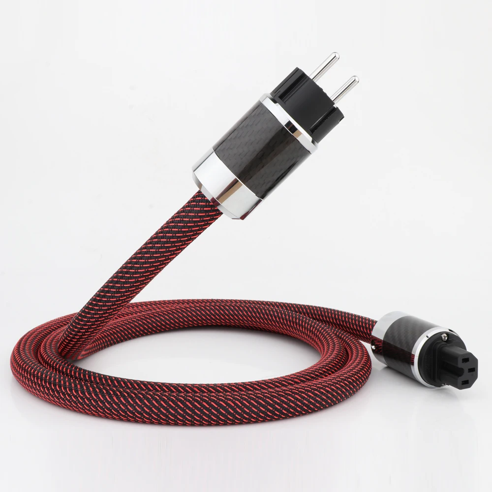 

Preffair D503 7N Copper SCHUKO Power Cable Carbon Fibre Rhodium Plated EU US power plug cable hifi power cord cable for DVD CD