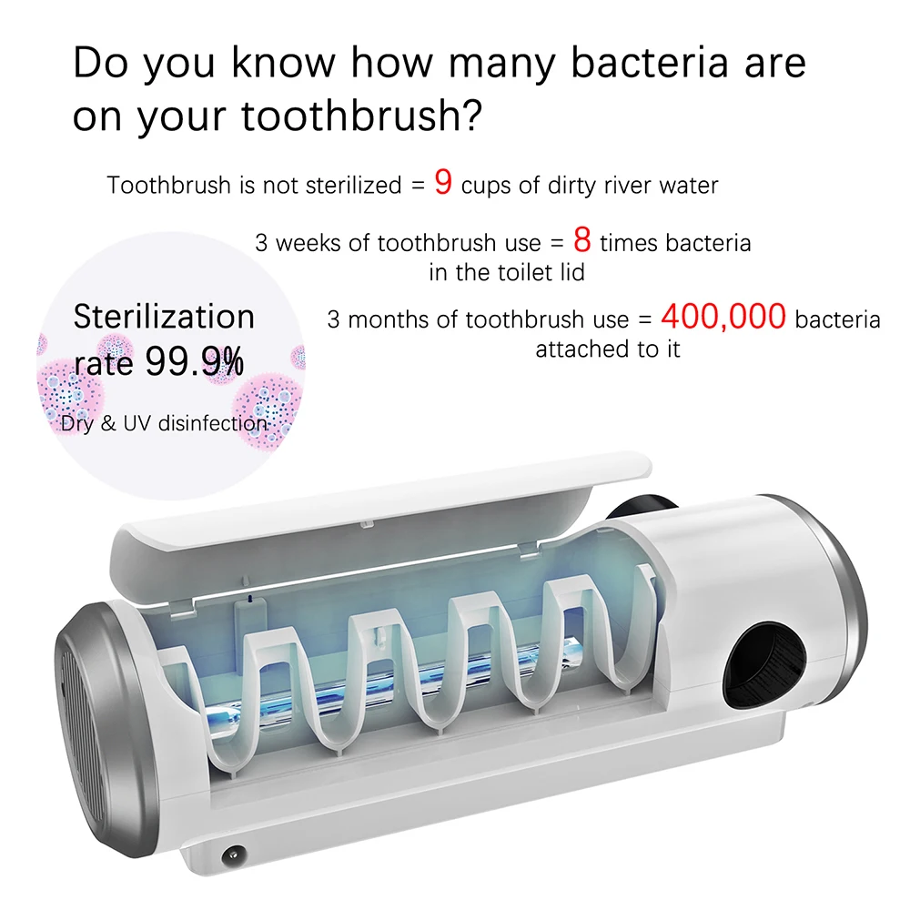 

UV Toothbrush Sterilizer Wall Mounted Automatic Toothpaste Dispenser Home Ultraviolet Antibacteria Toothbrush Holder Sterilizer