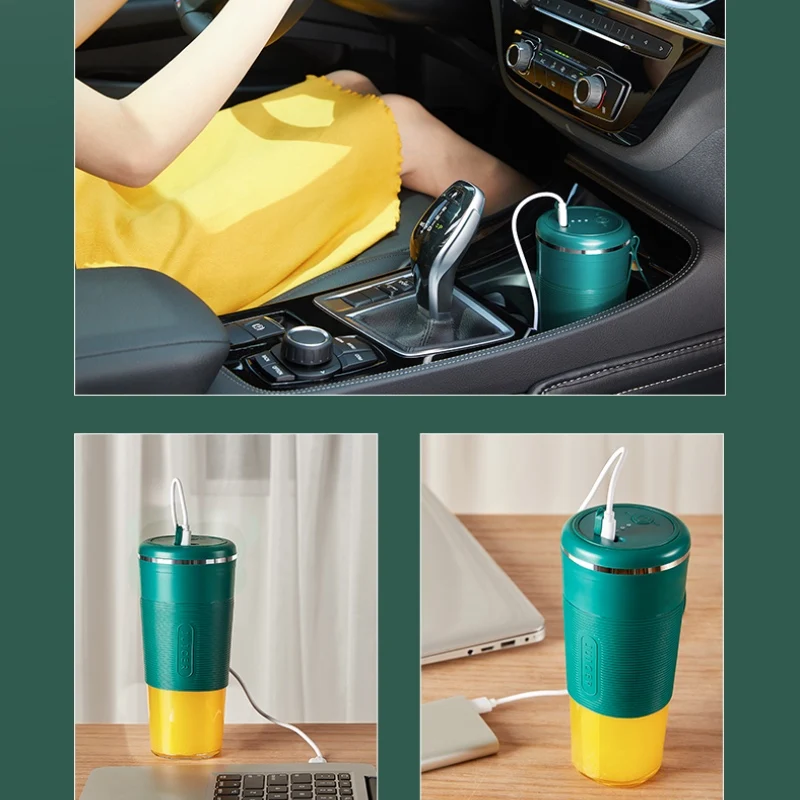 安い ステンレス鋼ブレード付きワイヤレスジューサー,300ml,4葉,スムージーミキサー,ポータブルジューサー