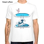 Новинка 2021, белая мужская футболка Vagarytees с короткими рукавами, повседневная мужская футболка с рисунком волн