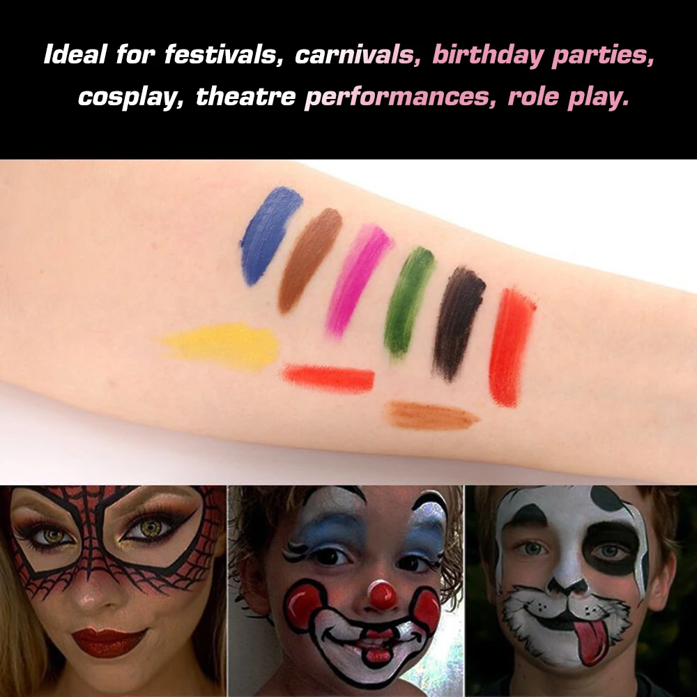 6 цветов Палетка краски для лица масляная краска тела Макияж Хэллоуина вечерние