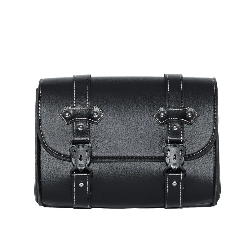 

Motorcycle Saddle Bag PU Leather Tool Roll Sissy Bar Bag Motor Side Luggage Travel Tool Tail Bag 2 Mounting Straps