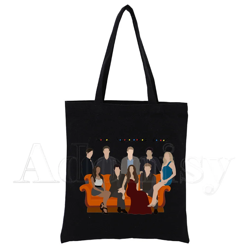 

The Vampire Diaries Harajuku 90s Printed Graphic Handbags Shoulder Bags Casual Black Shopping Women Elegant Canvas Bag
