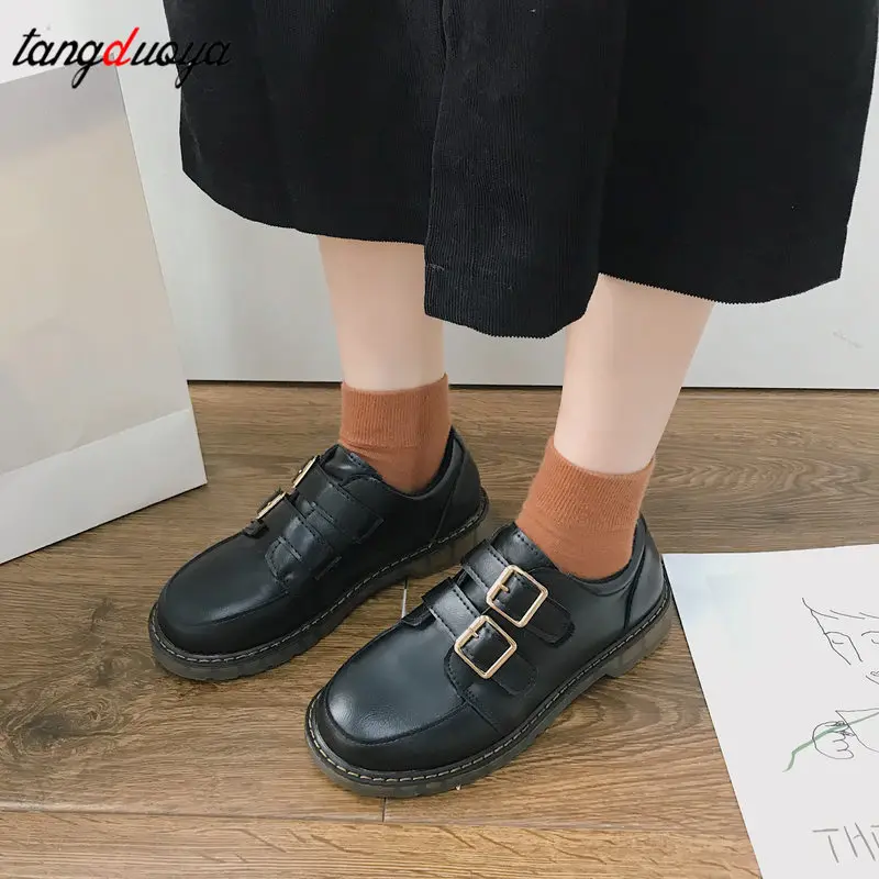Японские школьные черные кожаные лоферы для девочек винтажные Туфли Мэри Джейн