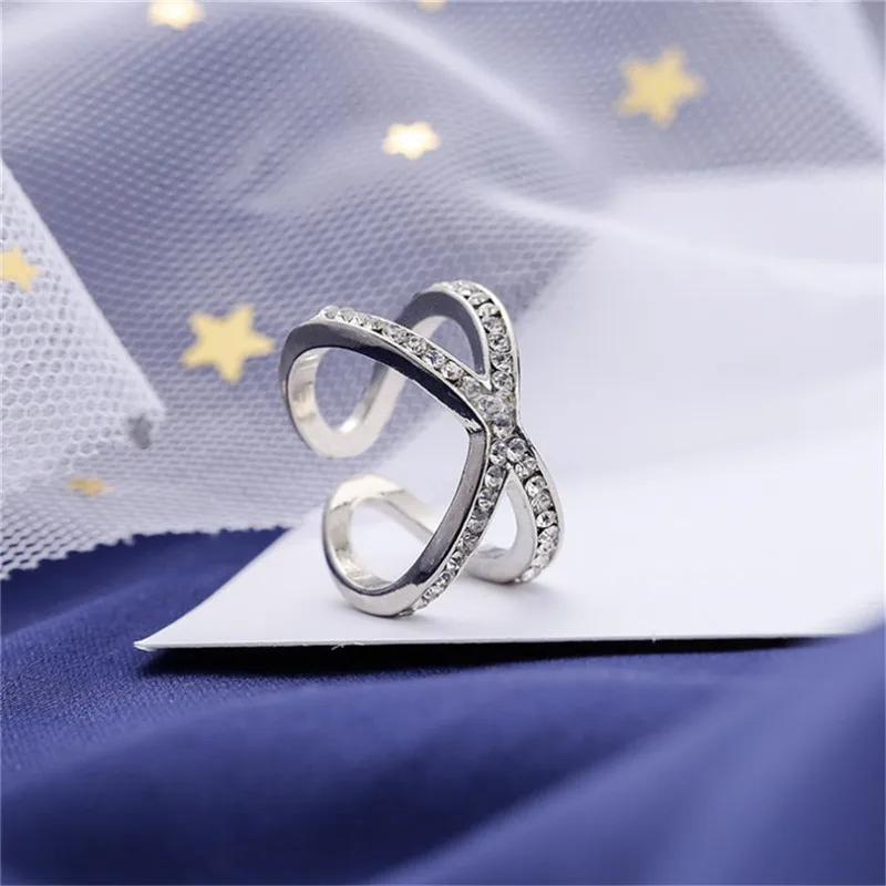 Новейший дизайн X образное кольцо с крестом женское модное микро инкрустацией из