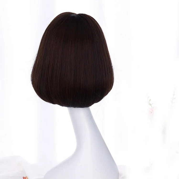 dark brown Yiyaobess синтетический короткий боб парики для женщин натуральные волосы Коричневый Черный Ротанг Лен серый парик с корейской воздушной челкой 12 дюймов - Цвет: dark brown