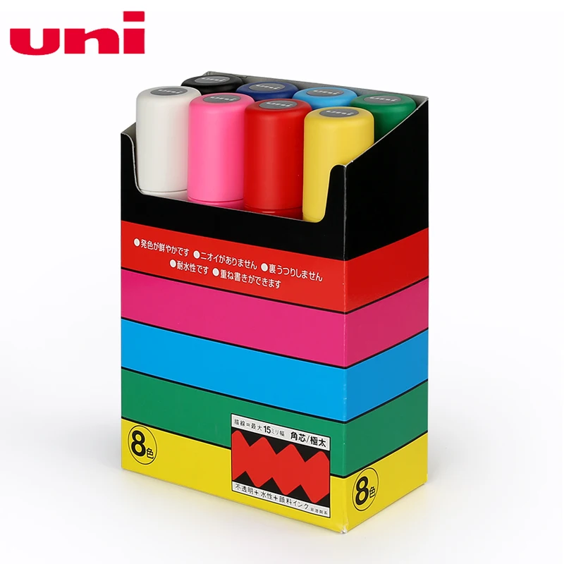Uni Posca PC 17K Краски маркер для белой доски Экстра широкие Tip 15mm 8 цветов набор ручек