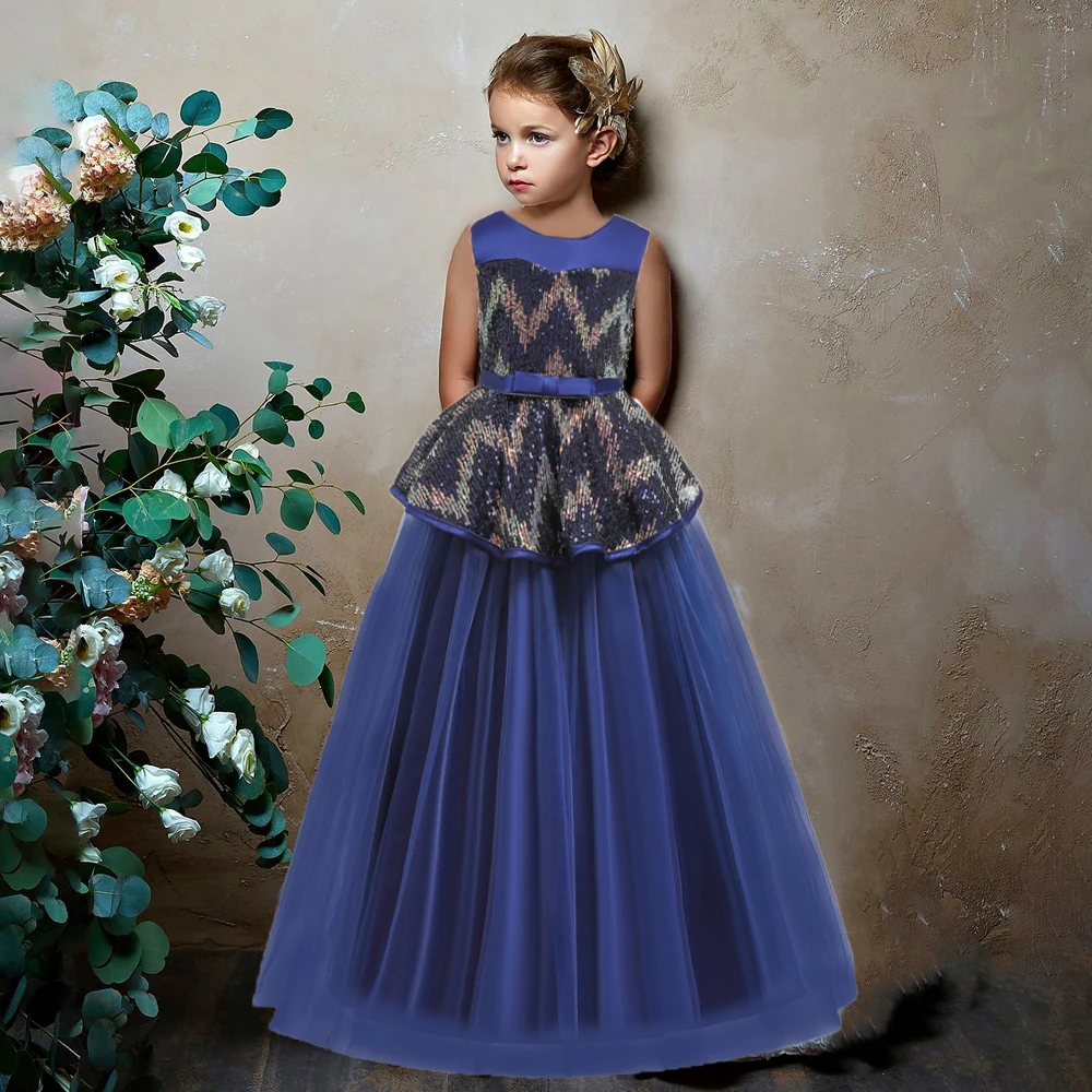 Детское платье с блестками для девочек вечернее принцессы на день рождения