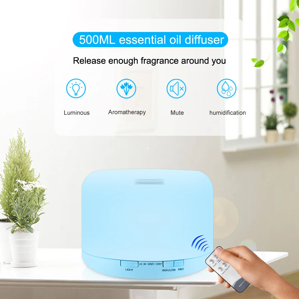 

[US-W]O2389YK 110V 500ML RGB aroma diffusers for essential oils better home with Black Controller US Plug190813210