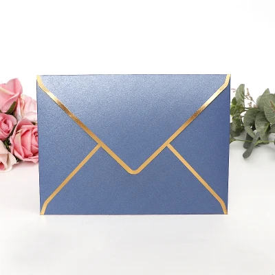 blue 25 шт 250gsm конверты с золотым тиснением для свадебных бизнес-приглашений 19*14 см, 17,5*12,5 см - Цвет: blue